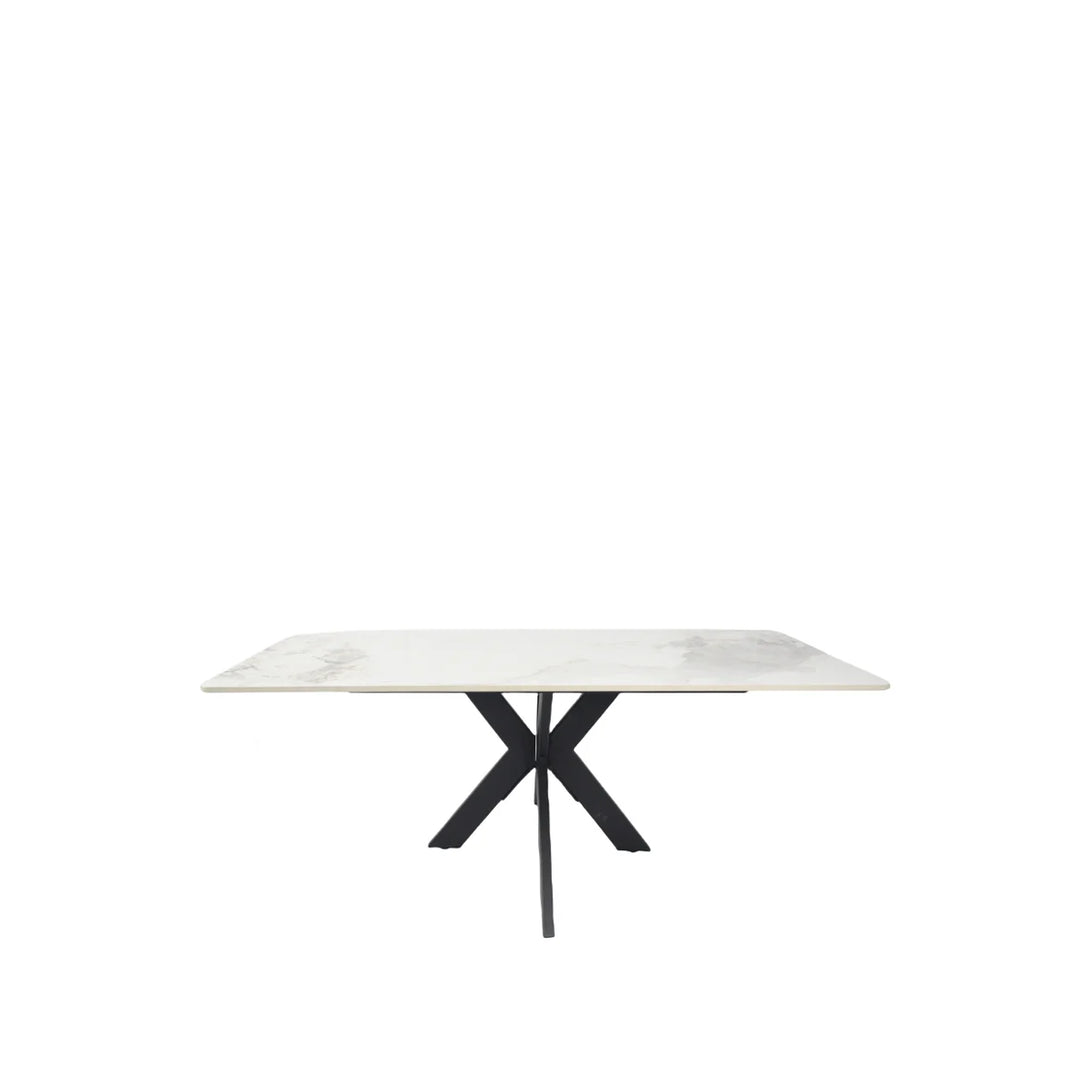Phoenix White Ceramic Coffee Table with Black Legs - Belmont Interiors