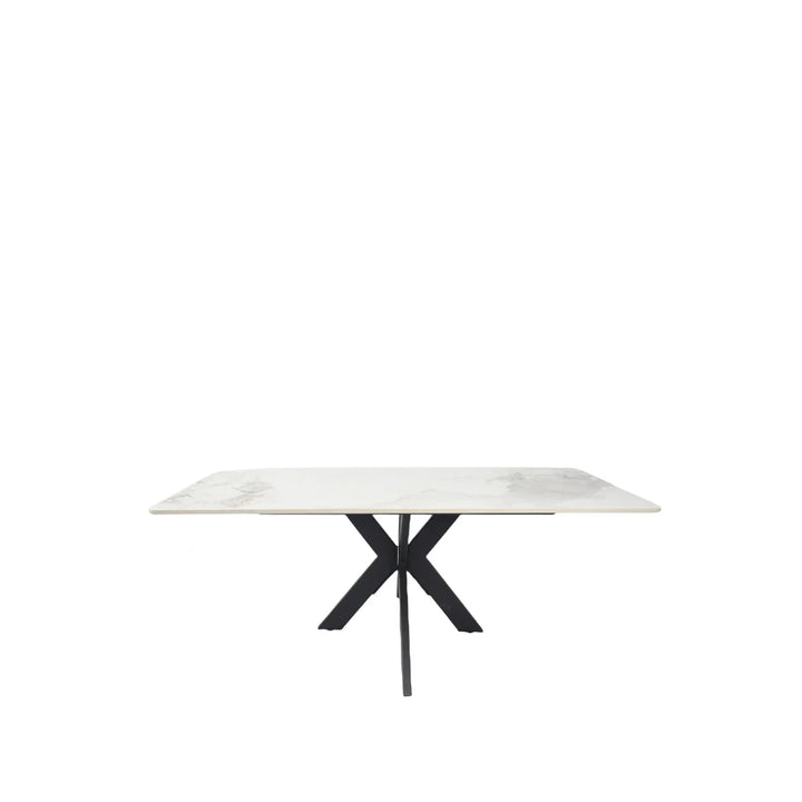 Phoenix White Ceramic Coffee Table with Black Legs - Belmont Interiors