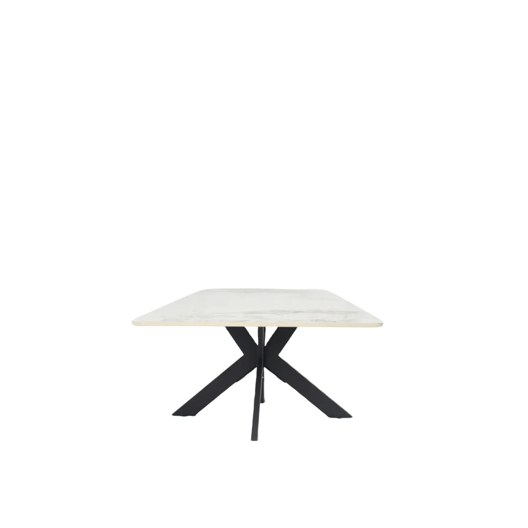 Phoenix White Ceramic Coffee Table with Black Legs - Belmont Interiors