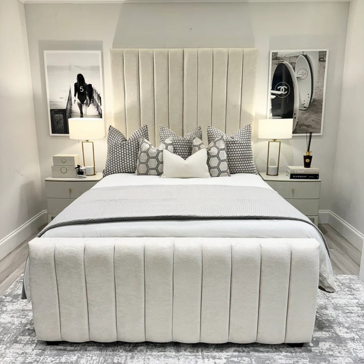 Camden Plush Velvet Luxury Panelled Bed - Belmont Interiors