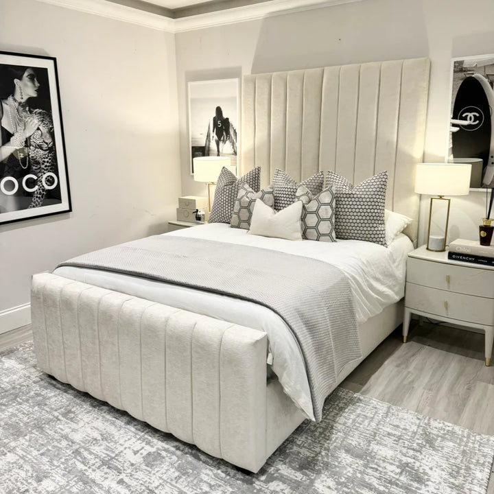 Camden Plush Velvet Luxury Panelled Bed - Belmont Interiors