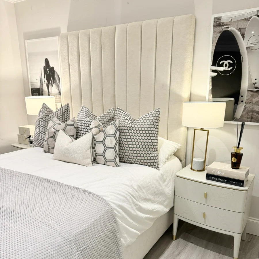 Camden Plush Velvet Luxury Panelled Bed - Belmont Interiors
