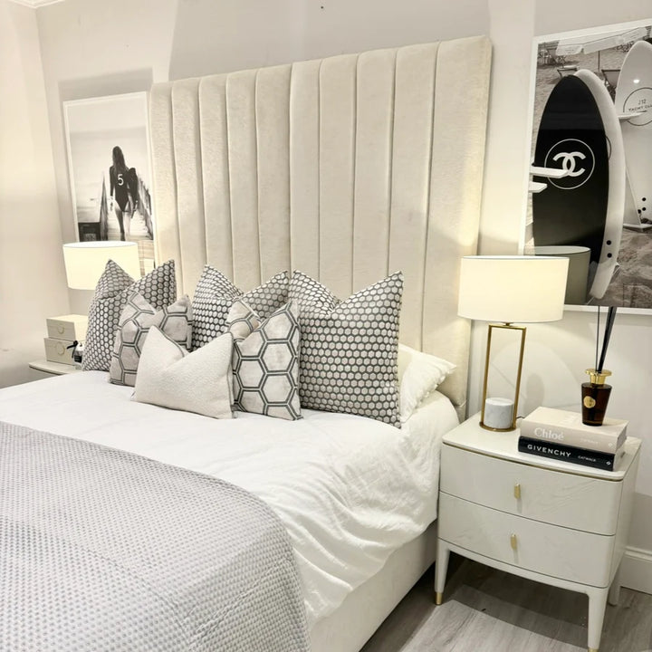 Camden Plush Velvet Luxury Panelled Bed - Belmont Interiors