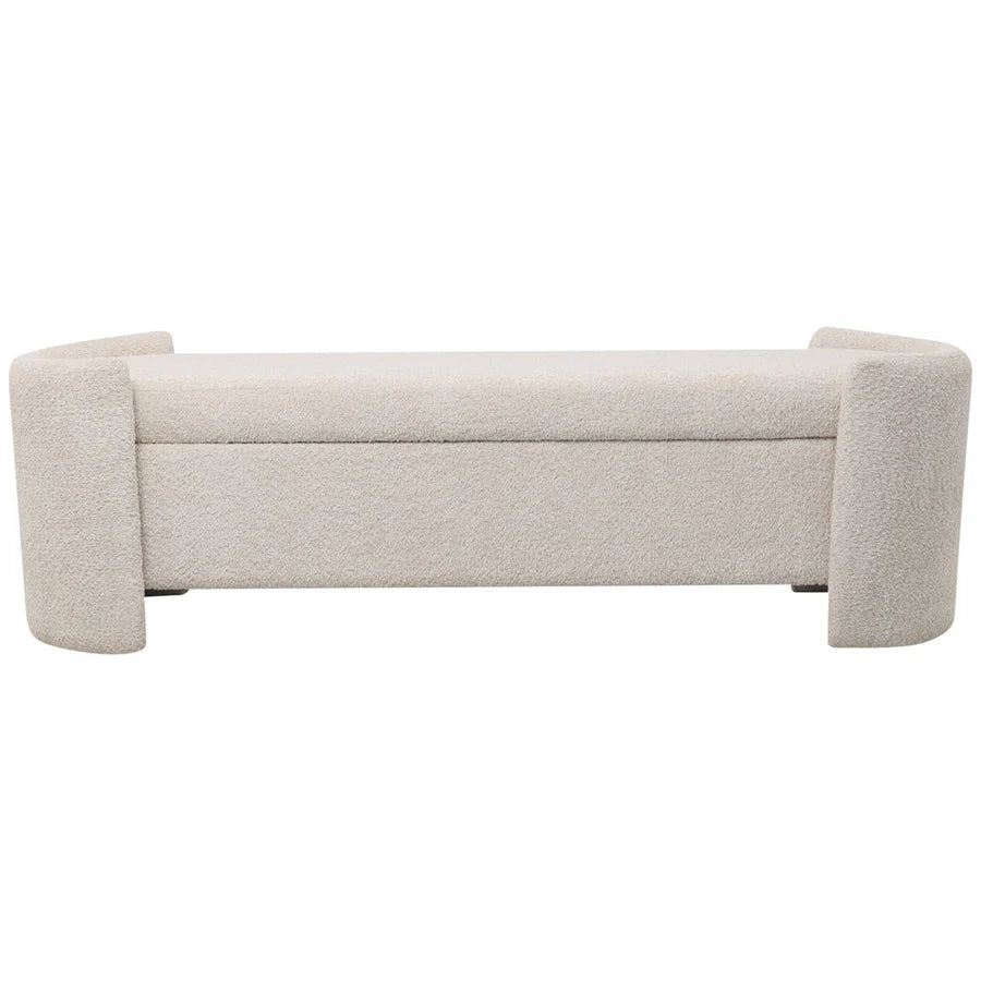 Libra Interiors Waverly Bench in White-Taupe Boucle - Belmont Interiors