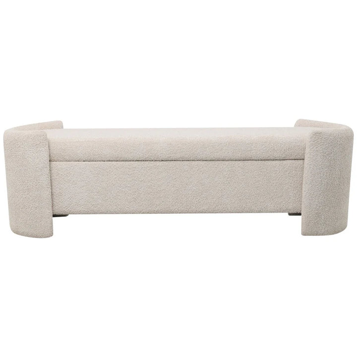 Libra Interiors Waverly Bench in White-Taupe Boucle - Belmont Interiors