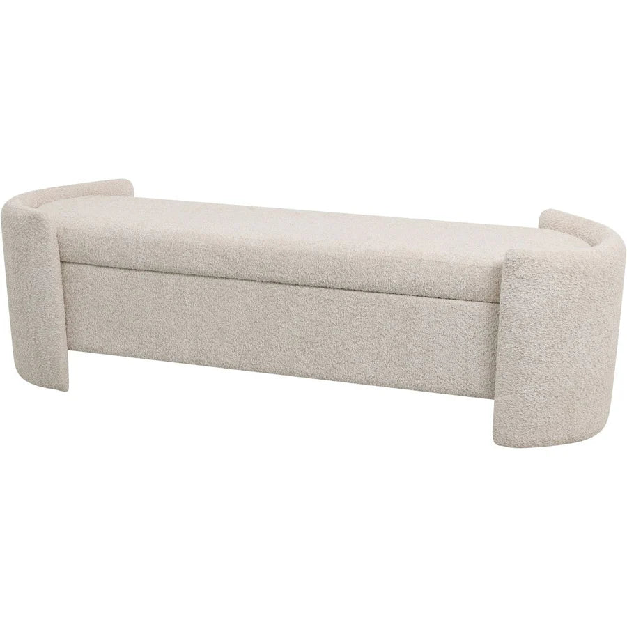 Libra Interiors Waverly Bench in White-Taupe Boucle - Belmont Interiors