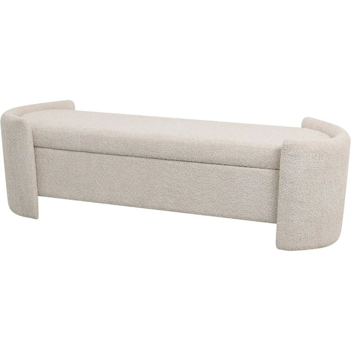 Libra Interiors Waverly Bench in White-Taupe Boucle - Belmont Interiors