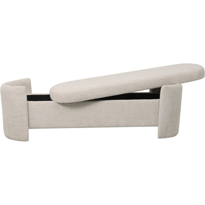 Libra Interiors Waverly Bench in White-Taupe Boucle - Belmont Interiors