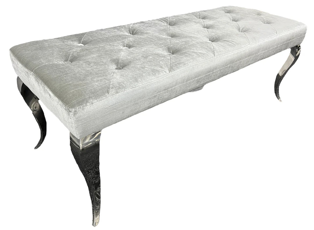 Louis White Marble 150CM Dining Table + Valente Light Grey Lion Chairs, Bench Option - Belmont Interiors