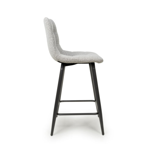 Linnfield Bar Stool in Smoke Grey Boucle - Belmont Interiors