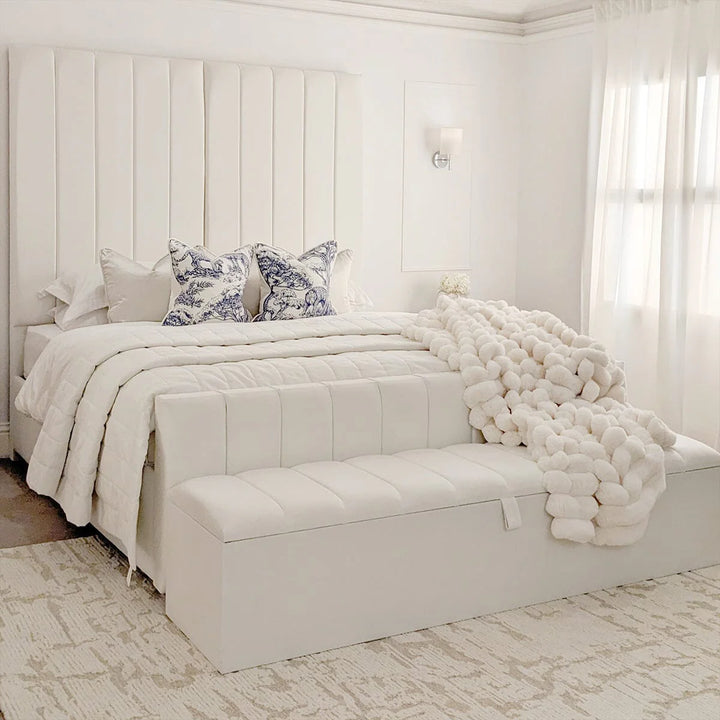 Camden Plush Velvet Luxury Panelled Bed - Belmont Interiors