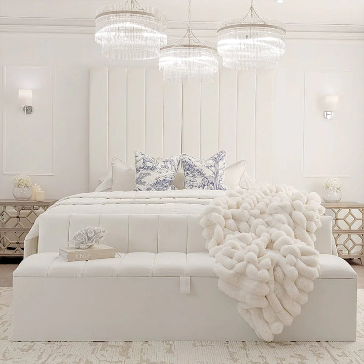 Camden Plush Velvet Luxury Panelled Bed - Belmont Interiors