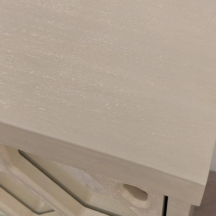 Libra Interiors Campbell Whitewash Side Table - 2 Drawer - Belmont Interiors