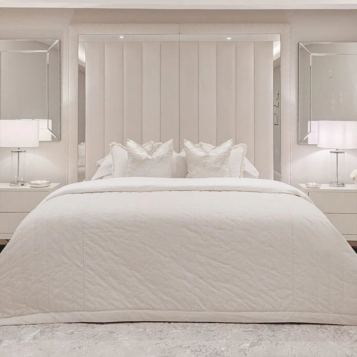 Chelsea Upholstered Plush Velvet Mirrored Bed Frame - Belmont Interiors