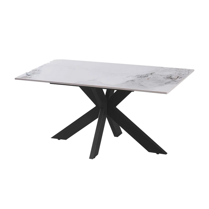 Nova 160cm White Ceramic Marble Dining Table - Belmont Interiors