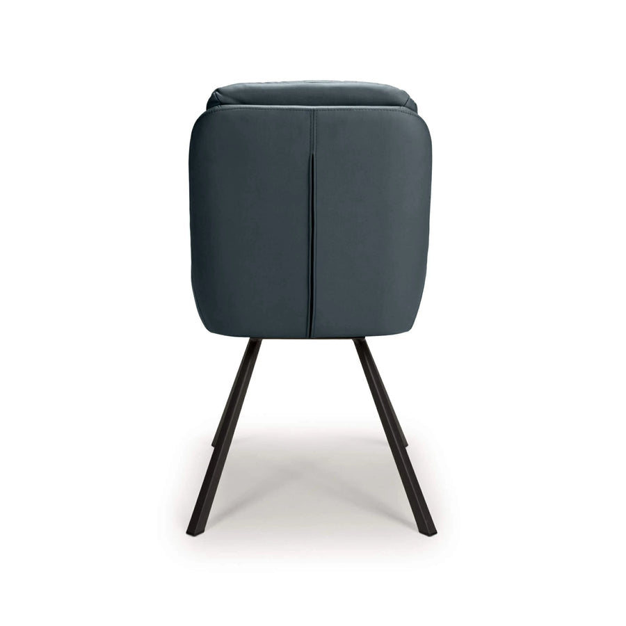 Madeline Faux Leather Swivel Dining Chair in Midnight Blue - Set of 2 - Belmont Interiors