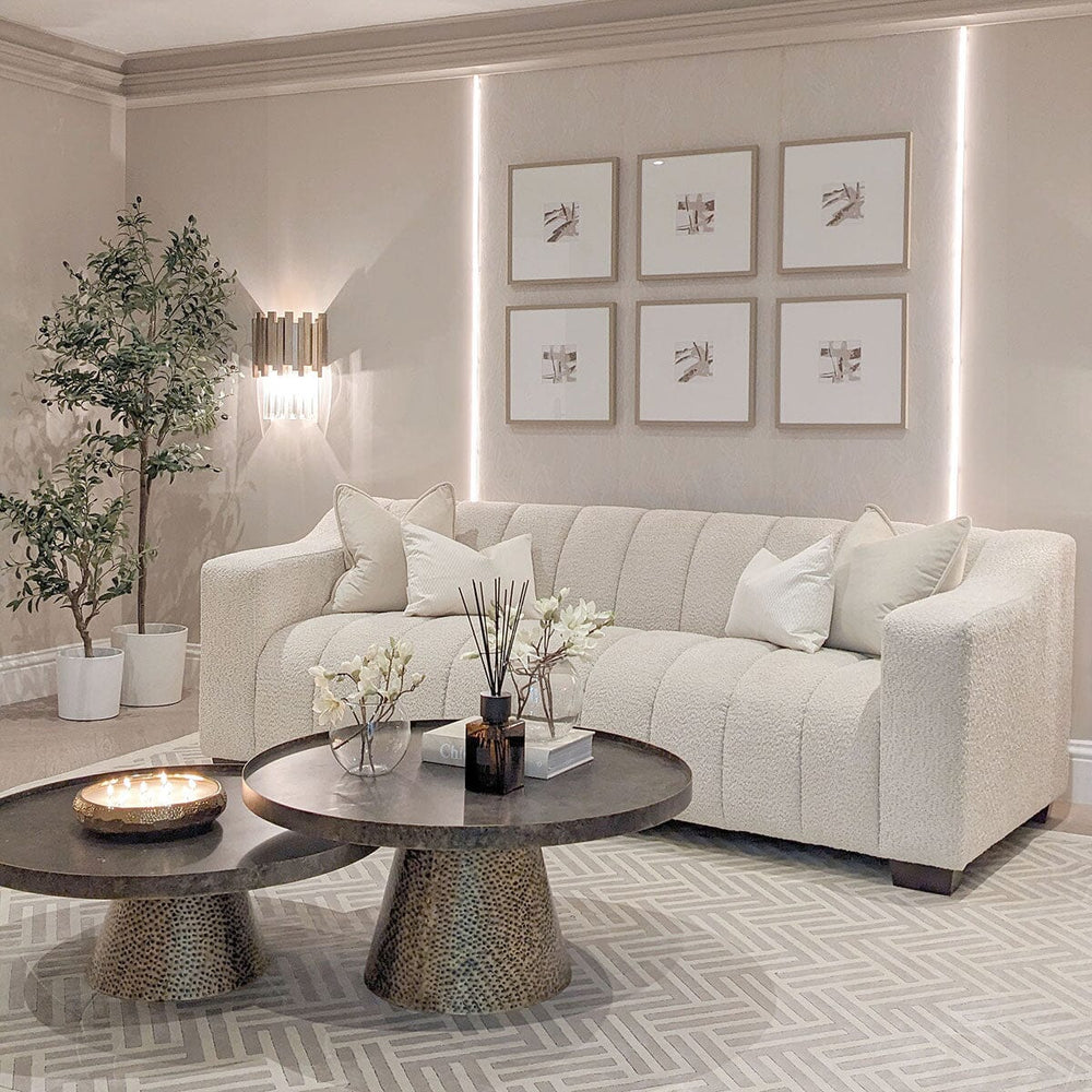 The Kelly Ivory Boucle 3 Seater Premium Sofa Oatmeal Boucle Fabric - Belmont Interiors