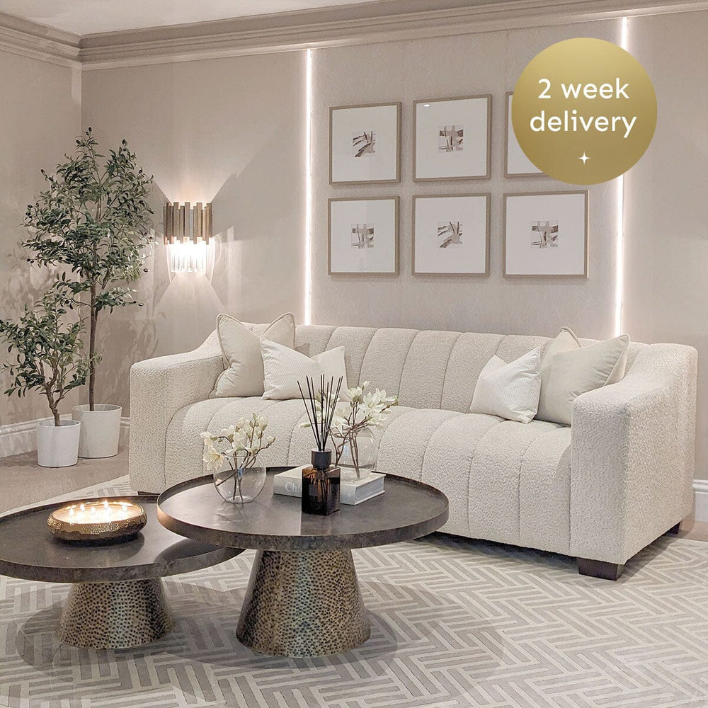 The Kelly Ivory Boucle 3 Seater Premium Sofa Oatmeal Boucle Fabric - Belmont Interiors
