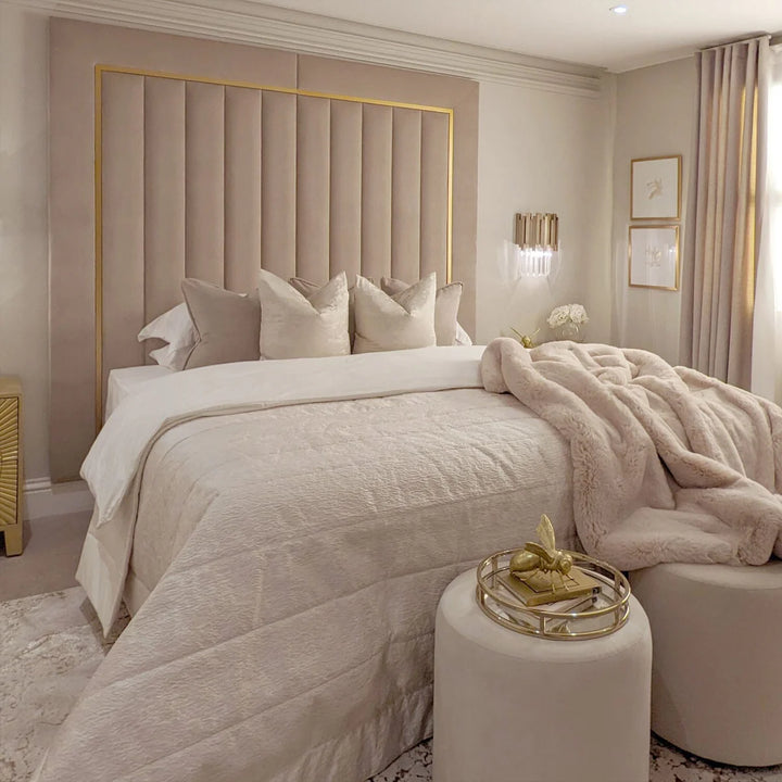 Como Gold Trim Channelled Luxury Bed - Belmont Interiors