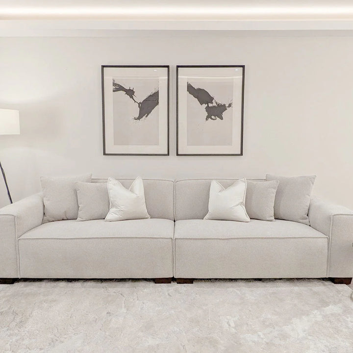 The Dakota Pebble Boucle 4 Seater With Chaise Premium Sofa Pebble Boucle Fabric - Belmont Interiors