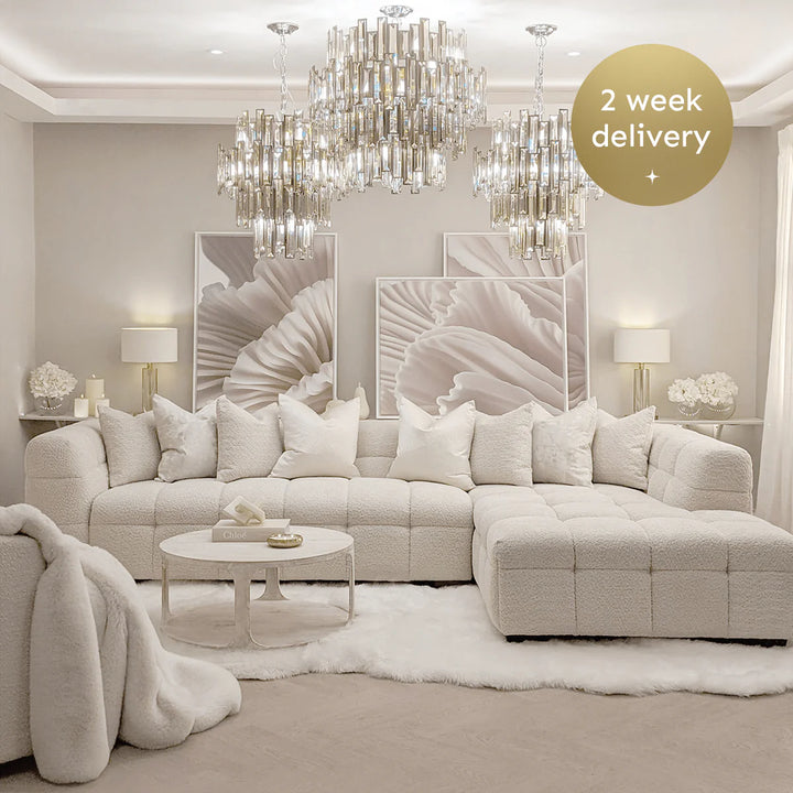 Tribeca Premium Bubble Oatmeal Boucle Corner Sofa - Belmont Interiors