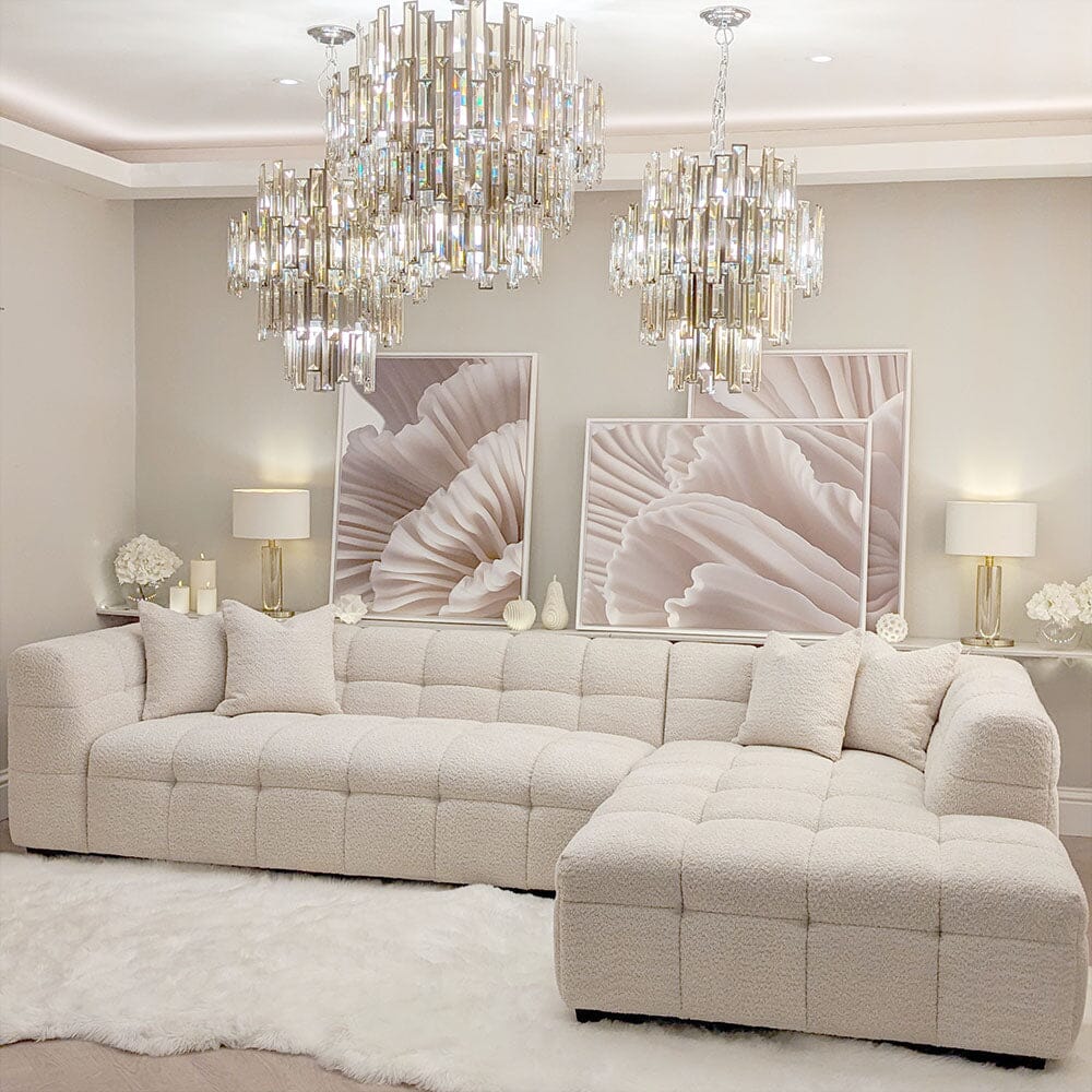 Tribeca Premium Bubble Oatmeal Boucle Corner Sofa - Belmont Interiors