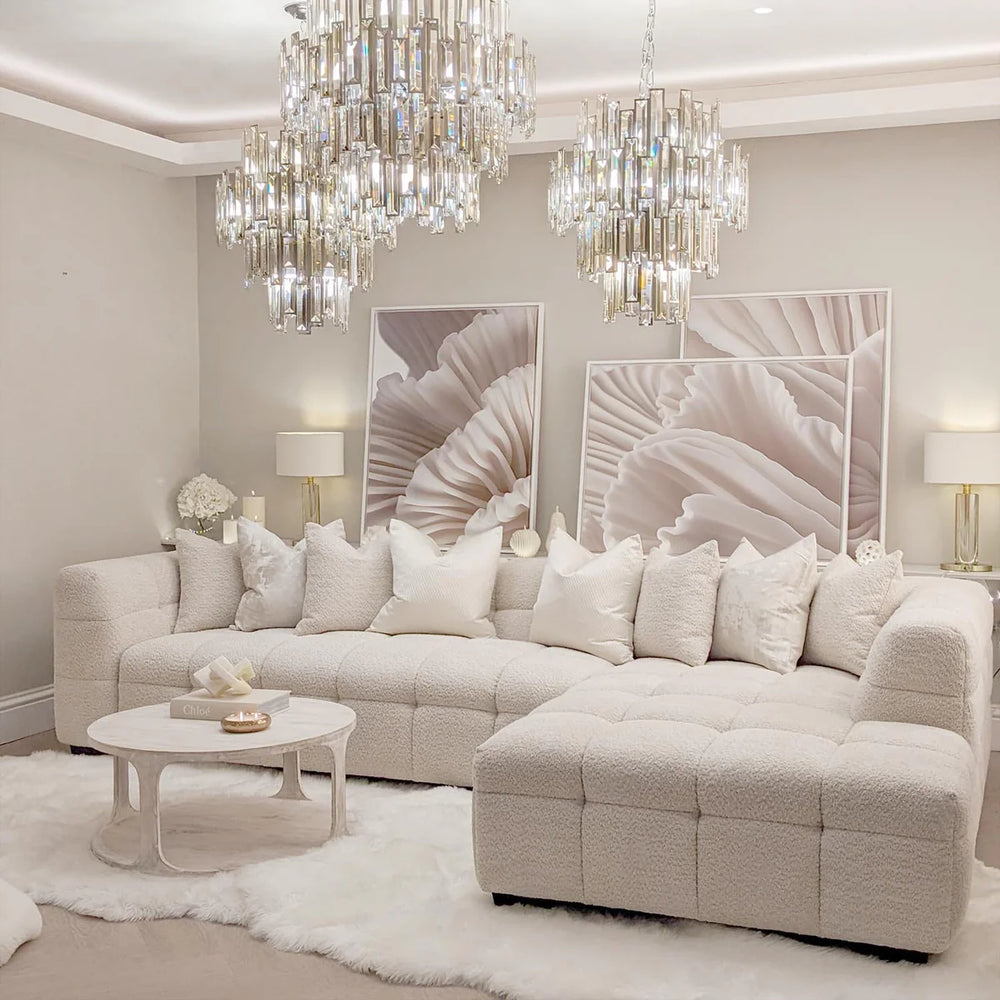 Tribeca Premium Bubble Oatmeal Boucle Corner Sofa - Belmont Interiors