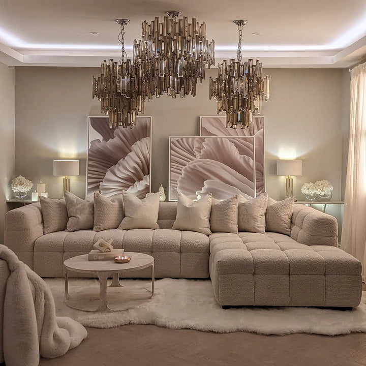 Tribeca Premium Bubble Oatmeal Boucle Corner Sofa - Belmont Interiors