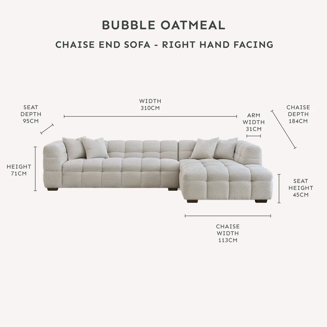 Tribeca Premium Bubble Oatmeal Boucle Corner Sofa - Belmont Interiors