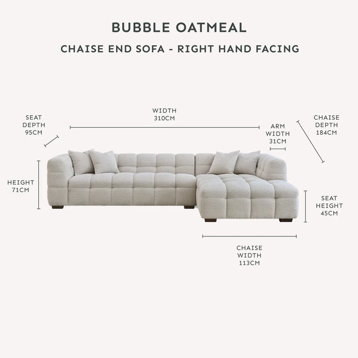 Tribeca Premium Bubble Oatmeal Boucle Corner Sofa - Belmont Interiors