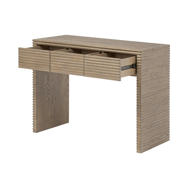DI Designs Wickham 3 Drawer Desk in Ribbed Oak - Belmont Interiors