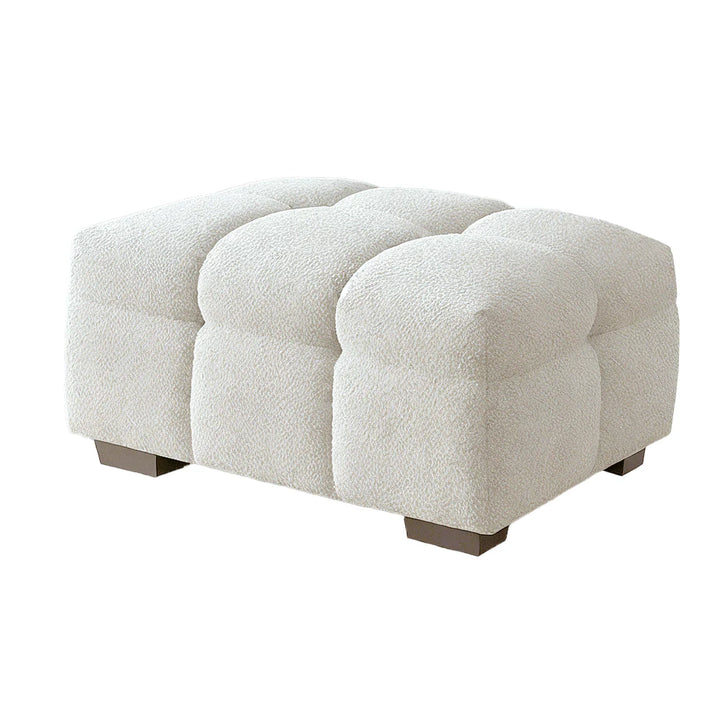 The Tribeca Oatmeal Boucle Footstool Premium Oatmeal Bubble Boucle Fabric - Belmont Interiors