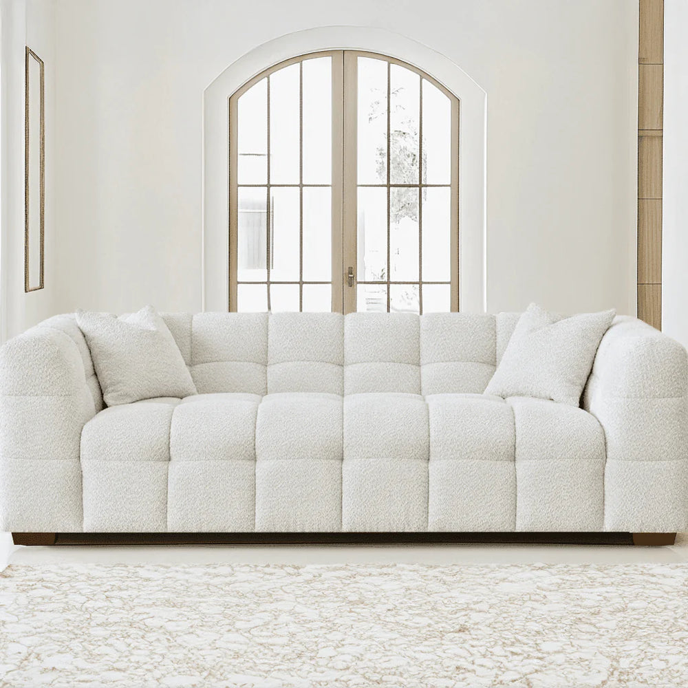 The Tribeca Oatmeal Bouclé 3-Seater Premium Sofa - Oatmeal Bubble Bouclé Fabric - Belmont Interiors