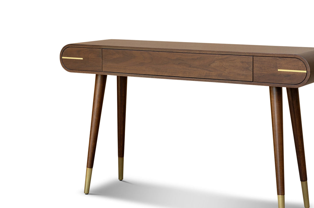 Berkeley Designs Malibu Console Table in Natural Walnut and Brass - Belmont Interiors