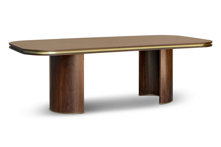 Berkeley Designs Malibu Dining Table in Natrual Walnut and Brass - 240cm - Belmont Interiors