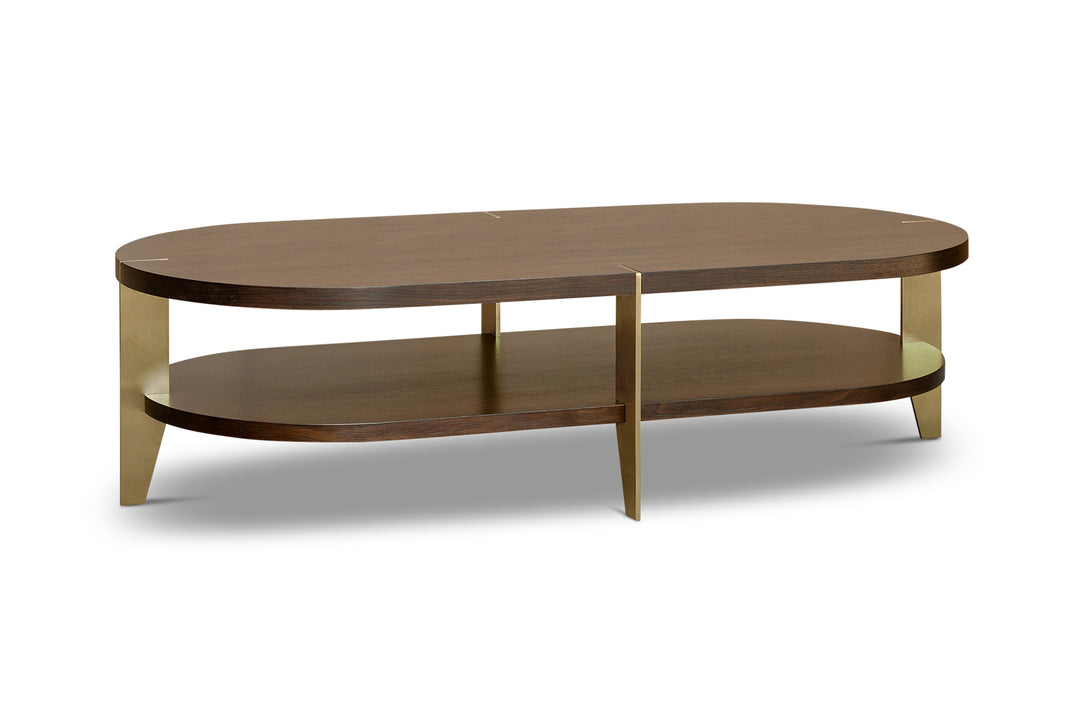Berkeley Designs Malibu Coffee Table in Natural Walnut and Brass - Belmont Interiors