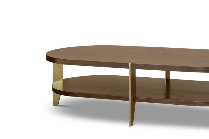 Berkeley Designs Malibu Coffee Table in Natural Walnut and Brass - Belmont Interiors