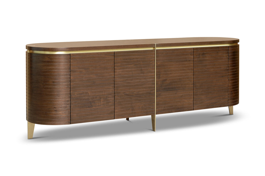 Berkeley Designs Malibu Sideboard in Natural Walnut and Brass - Belmont Interiors