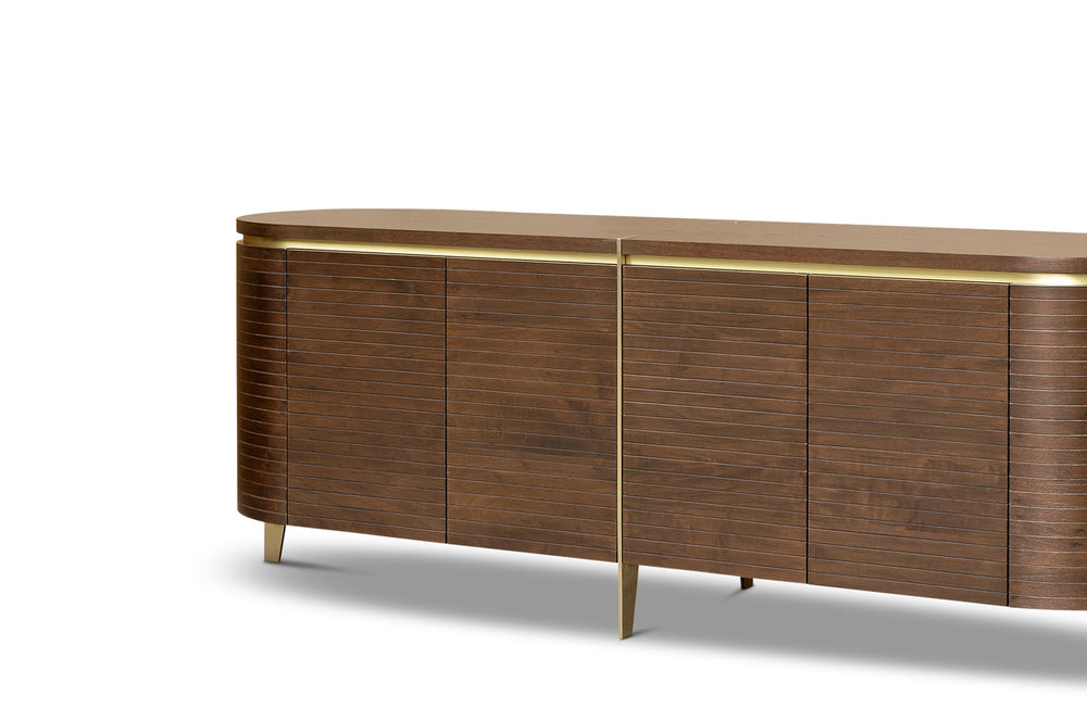 Berkeley Designs Malibu Sideboard in Natural Walnut and Brass - Belmont Interiors