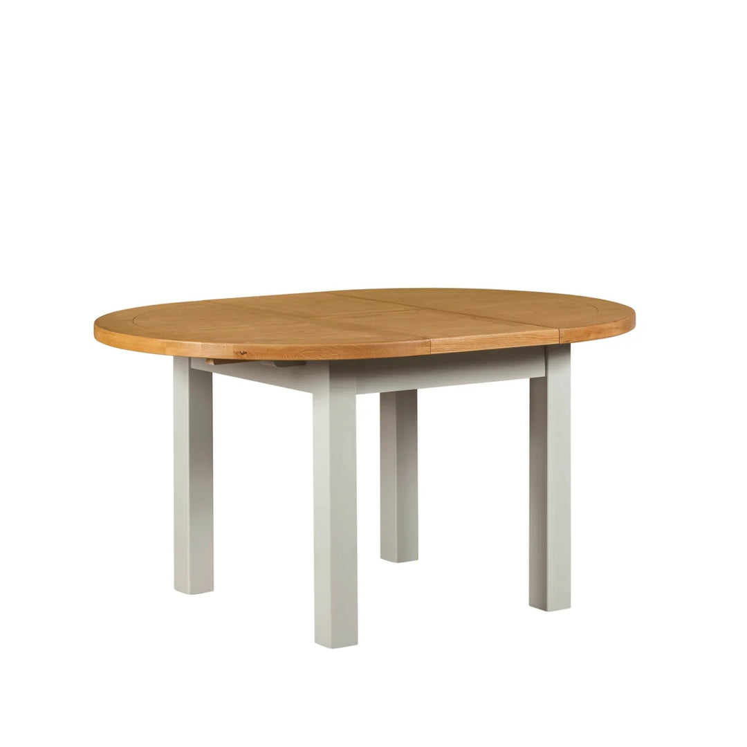 Luccia Grey Solid Oak Round Extending Dining Table (1.1 m-1.5 m)