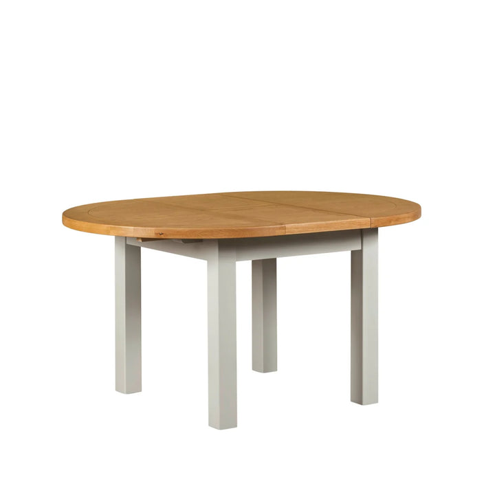 Luccia Grey Solid Oak Round Extending Dining Table (1.1 m-1.5 m)