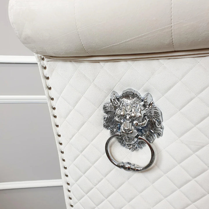 Emma-Lucy Scroll French Velvet Lion Knocker Dining Chair