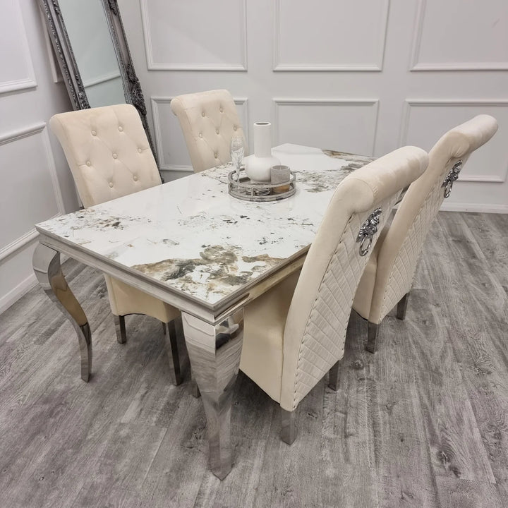 Emma-Lucy Scroll French Velvet Lion Knocker Dining Chair