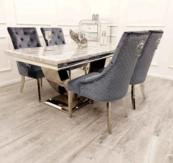 Arial 150cm Marble & Chrome  Dining Table