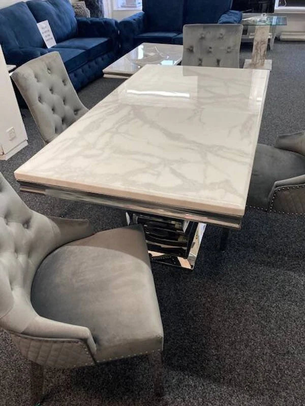 Arial 150cm Marble & Chrome  Dining Table