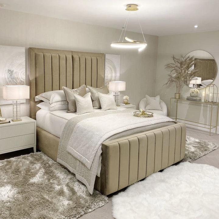 Monaco Panel Upholstered Plush Velvet Bed Frame