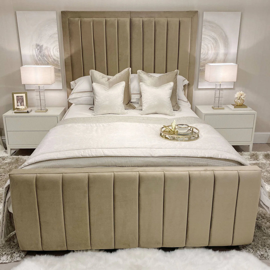 Monaco Panel Upholstered Plush Velvet Bed Frame