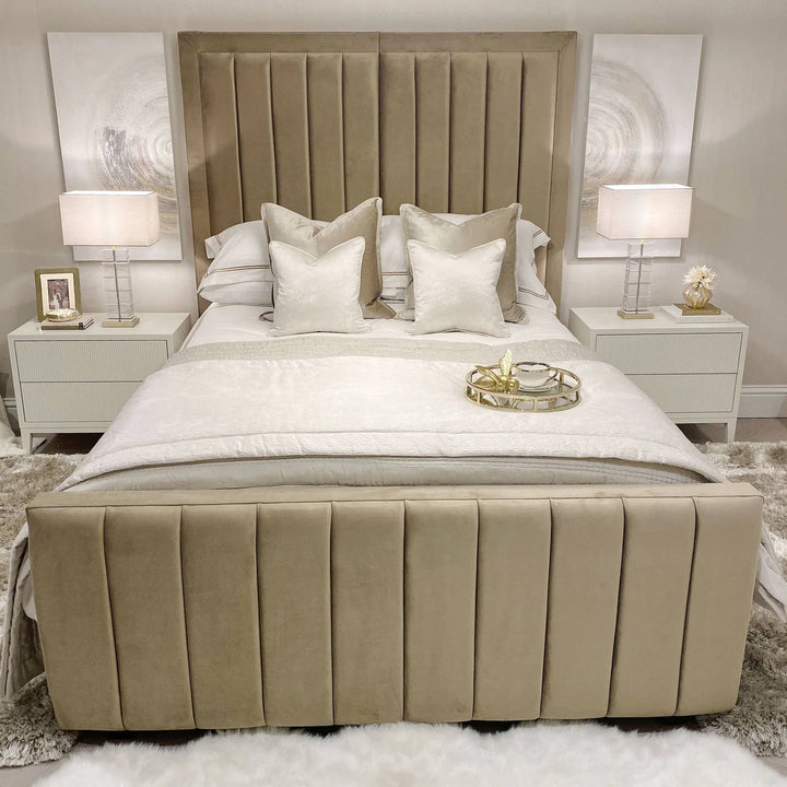 Monaco Panel Upholstered Plush Velvet Bed Frame