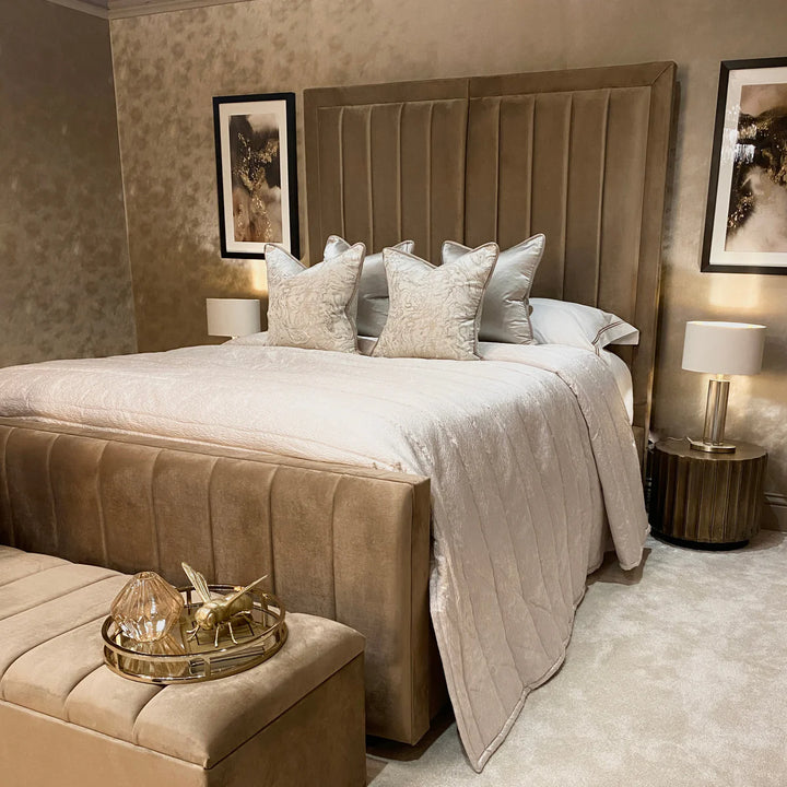 Monaco Panel Upholstered Plush Velvet Bed Frame