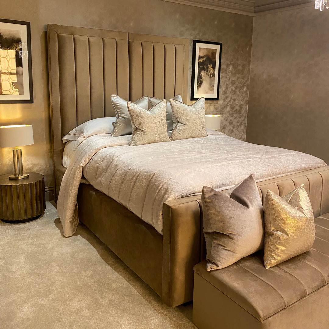Monaco Panel Upholstered Plush Velvet Bed Frame